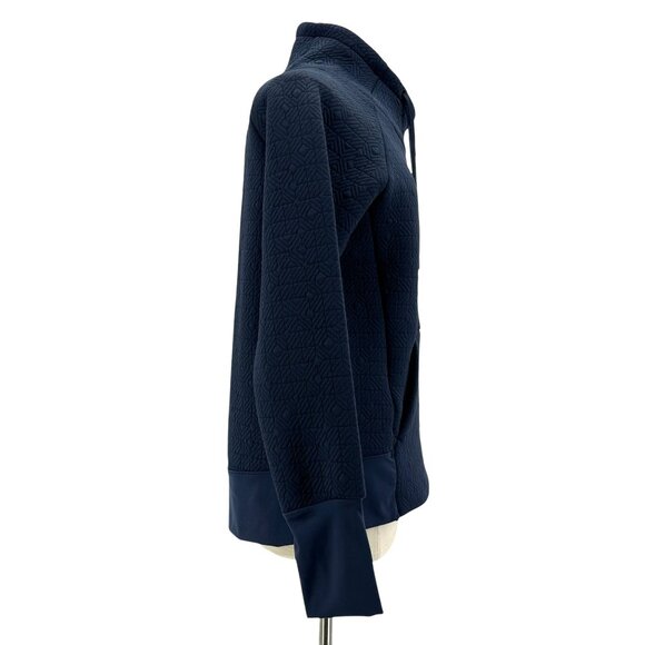 Athleta Jacquard Elevation Quilted Pullover Navy Blue Sweatshirt Womens Medium - Picture 4 of 9